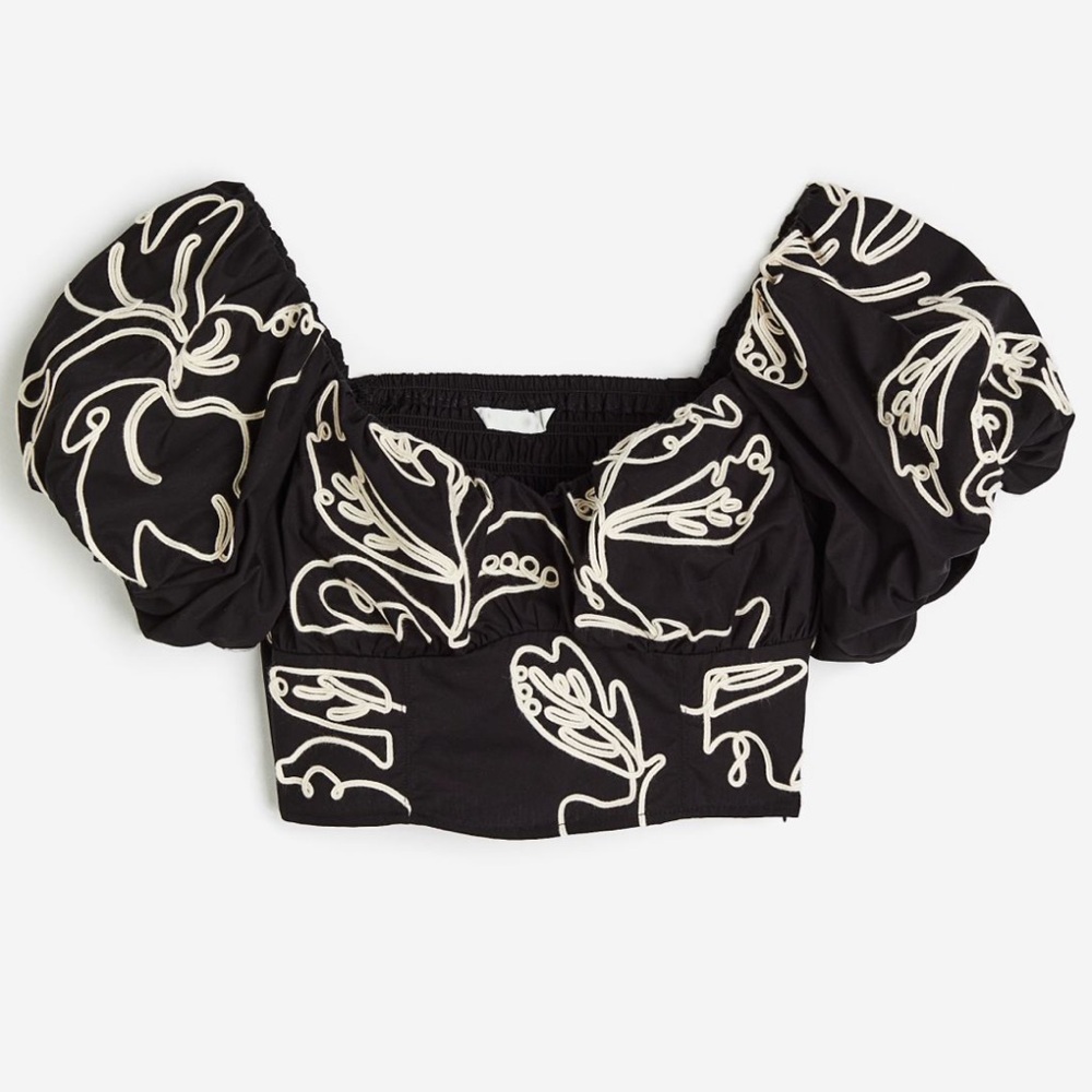 H&M Embroidered off-the-shoulder top black - small (sold out!!)